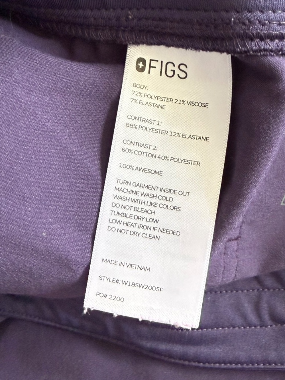 Figs Zamora Drawstring Petite Jogger Scrub Pants Purple size XL/P PO:2200 - Picture 4 of 4